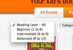 Filter the library by reading level to find books appropriate for your children.